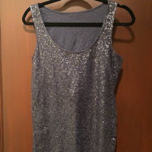 J. Crew Blue Sequin Tank Tank
